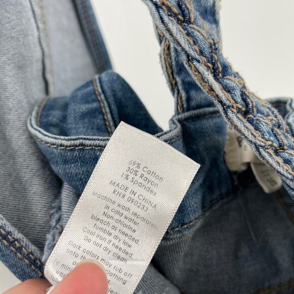 Bullhead Denim Braided Strap Medium Wash Overall Shorts Blue Women's Size 26 - Picture 5 of 7